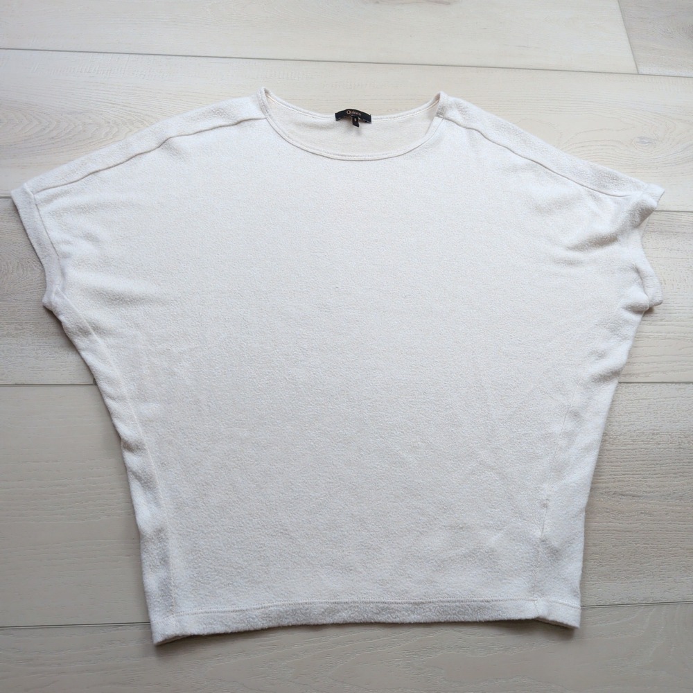 Quince Womens Small Cream EcoVero Recycled Poly Dolman Short Sleeve Knit Top